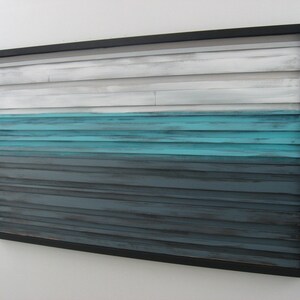 Blue Landscape, Abstract Art on Wood, Rustic Home Decor, Blue Home Decor, Wood Wall Hanging, Upcycled Wood Wall Art, Ocean Art bild 2