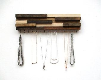 Rustic Wall Mount Wood Necklace Display Small, Jewelry Rack