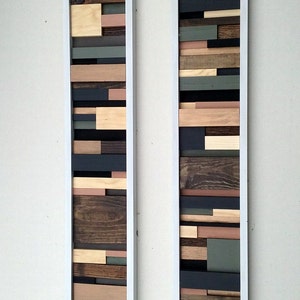 Wall Art - Wood Sculpture - Wood Wall Art - Abstract Wall Art - Painting on Wood Set of Two, Modern Rustic Art