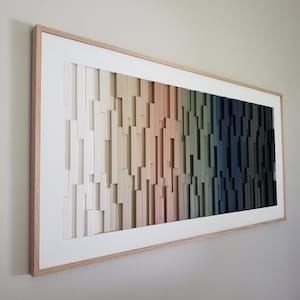 Framed Wall Art Large, Beautiful Artwork, Modern Wood Wall Sculpture,, Modern Decor, Wall Art, White, Beige, Green, Blue, Brown, Black