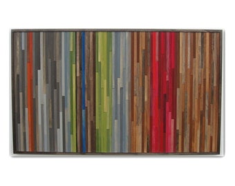 Pintura de paisaje abstracto sobre madera, arte rústico moderno