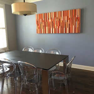Orange Wood Wall Art, Modern Home Decor 24x48, Orange Painting, Abstract Art, Modern Rustic Art, Dimensional Wall Art, Office Art image 3