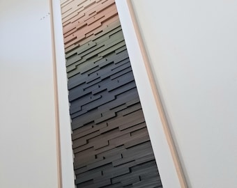 Long Horizontal Wall Art Made of Wood, Panoramic Wall Art in Earth Tones, 20x60 Wall Sculpture, Earth Toned Art, Ombre Artwork