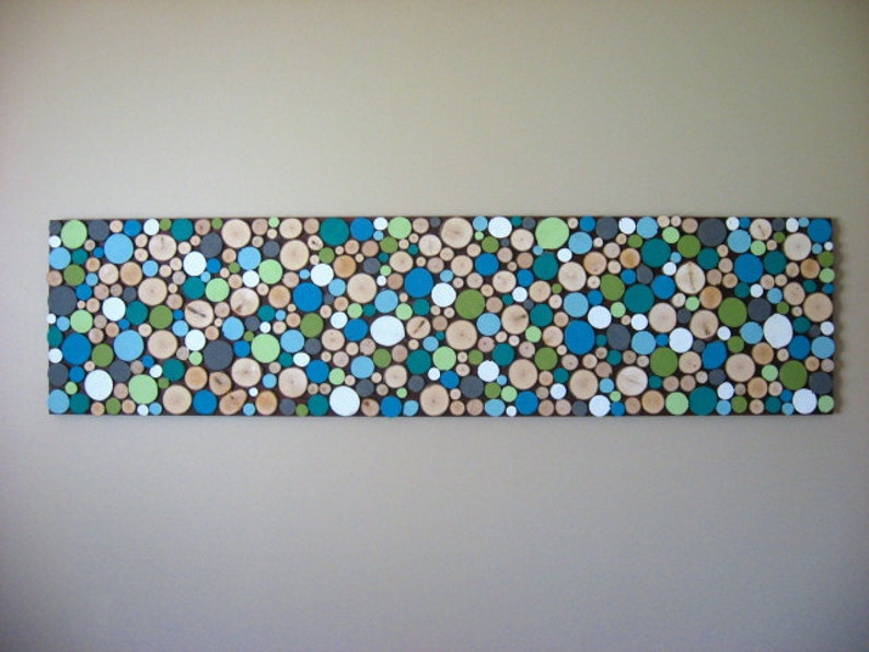 Painted Wood Slice Collage Wall Art 12x48 MADE TO ORDER Etsy