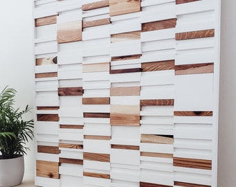 White Wood Wall Art Minimalist Style