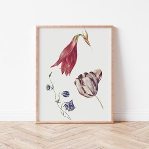 Vintage Botanical Flower Bloom Print | Printable Watercolor Floral Wall Art | Nature-Inspired Decor | Wild Violets | BO0014