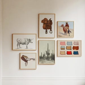 Vintage Southwestern Cowboy Gallery Wall | Digital Download |  Set of 6 | Wild West Art | American Country | Printable Ranch Decor | GW0004