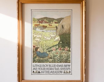 "Vintage ""Little Boy Blue"" Kinderlied Kunstdruck"