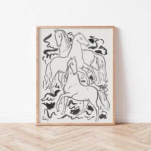 Minimalist Horse Art Print | Printable Equestrian Wall Decor | Modern Black and White Horse Lover Gift | Digital Download | AN0066