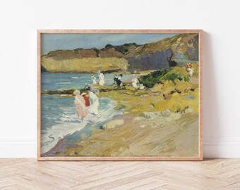 Colorful Coastal Beach Oil Painting  | Digital Print Art | Bright tones | Beach House Aesthetic | Wild Violets Art Prints | CO0014
