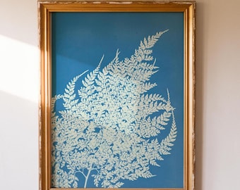 Vintage Fern Cyanotype Print | Botanical Wall Decor (Digital Download)