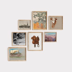 Vintage Southwestern Cowboy Gallery Wall | Vintage Western Cowboy |  Set of 7 | Wild West Art | American Country | Ranch Decor | GW0004