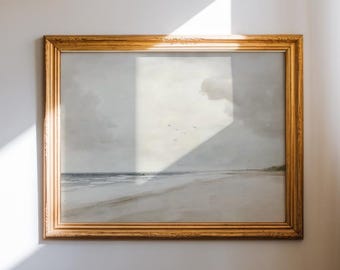 Minimal Coastal Wall Art | Soft Beach Landscape | Neutral Seascape Print | Printable Ocean Art