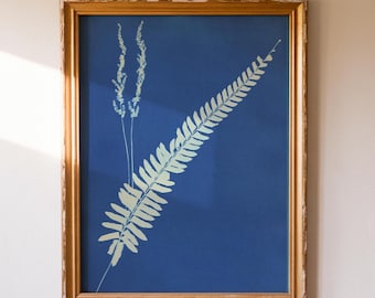 Victorian Fern Cyanotype Print | Antique Botanical Wall Art (Digital Download)