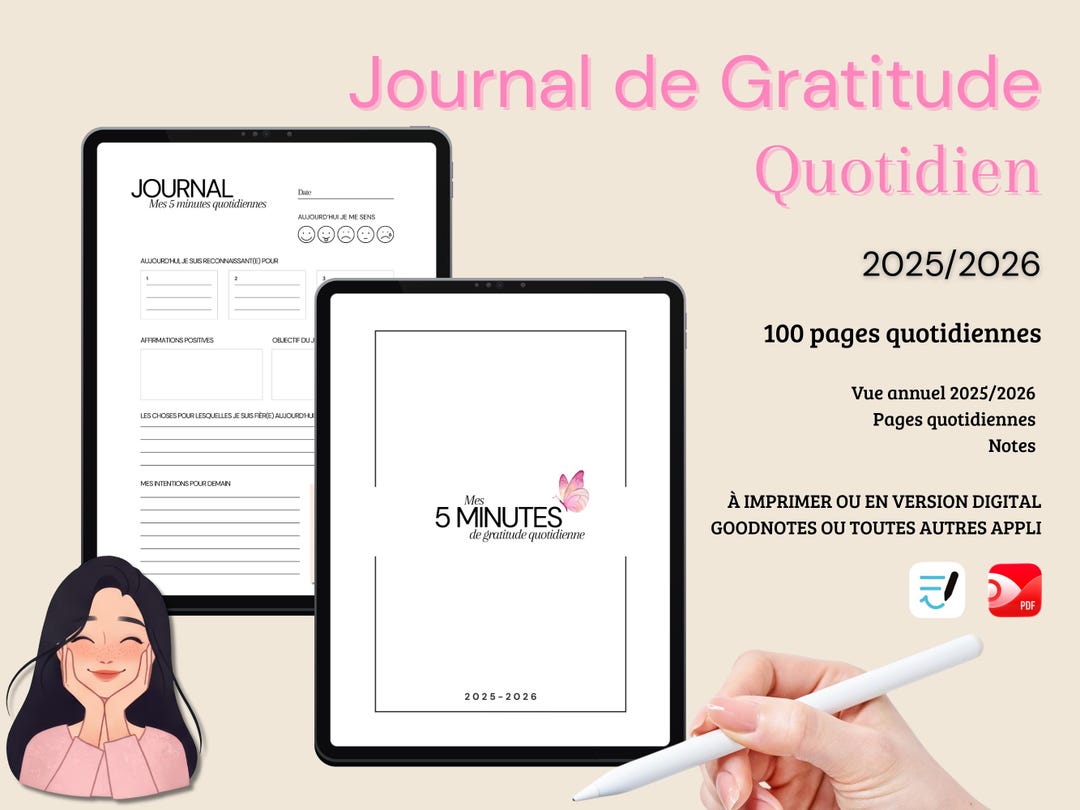 Gratitude Journal 2025-2026 Printable or Digital PDF | Minimalist Daily ...