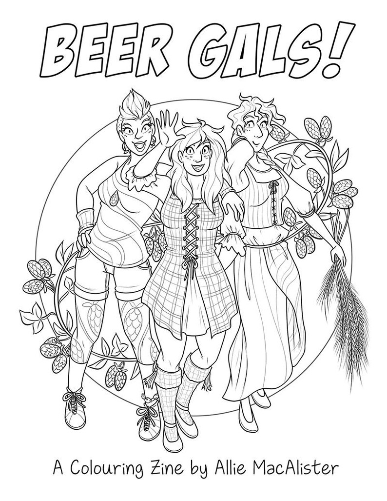 Download Beer Gals digital colouring zine ladies coloring book | Etsy