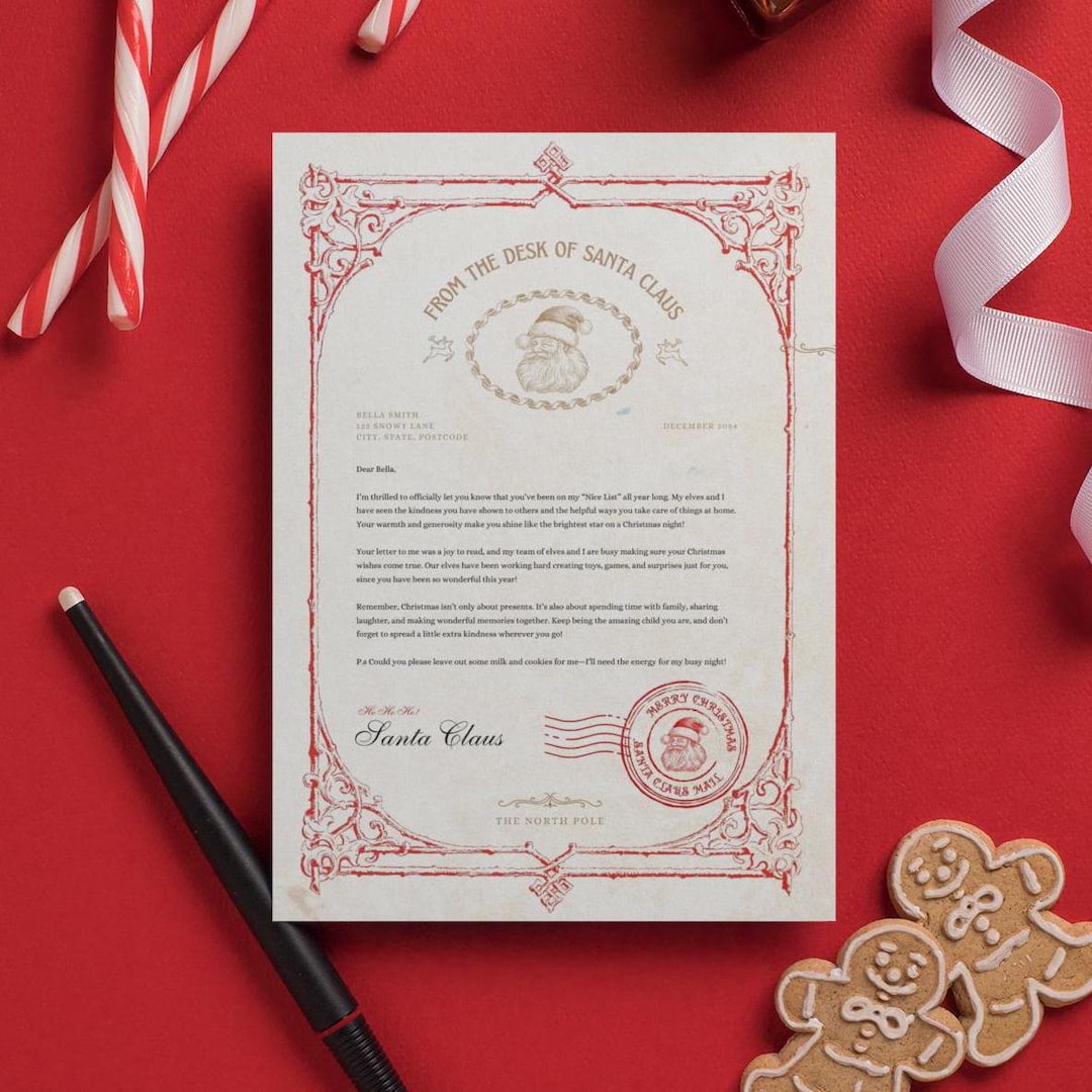 Personalized Santa Letter and Nice List Certificate, Editable Canva ...