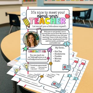 Editable Meet the Teacher Template | Back to School Printable | 8.5x11 ...