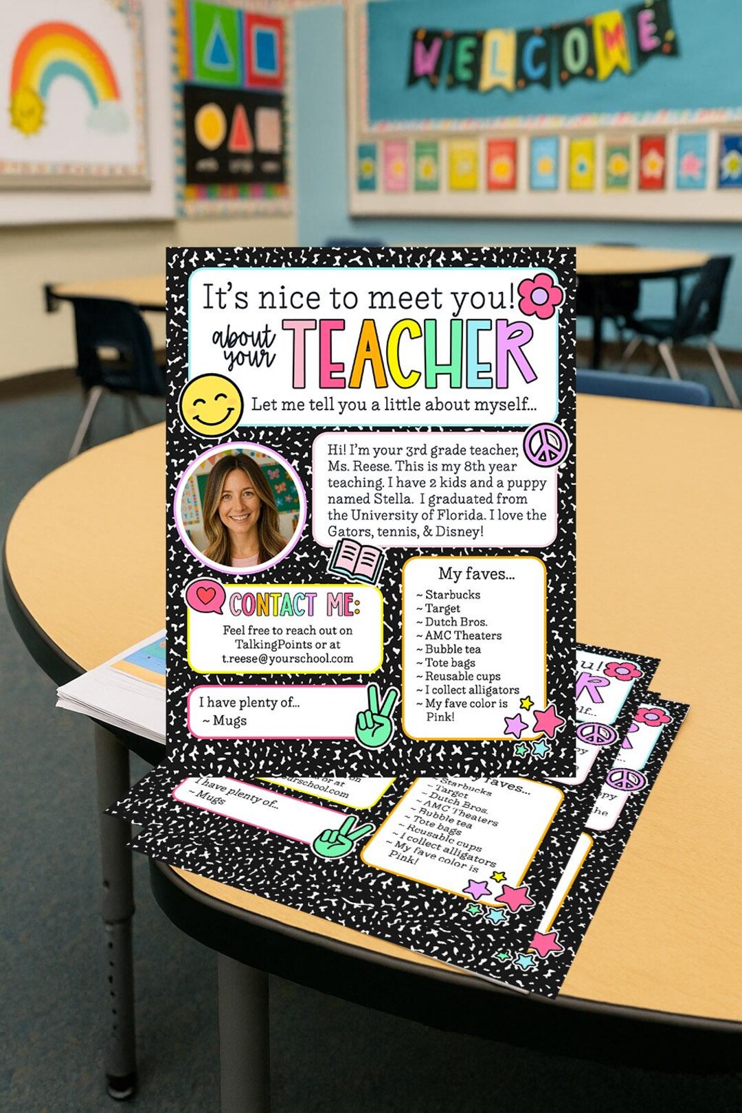Editable Meet the Teacher Template | Back to School Printable | 8.5x11 ...