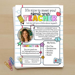 Editable Meet the Teacher Template | Back to School Printable | 8.5x11 ...