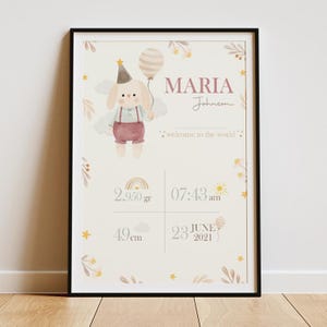 Personalized Baby Birth Stats Poster | Custom Newborn Wall Art | Digital Download Baby Announcement Print | Nursery Decor  Baby Room Digital