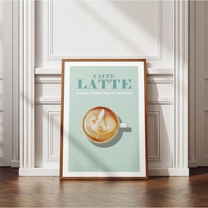 Coffee Latte Digital Print- Minimalist Design Wall Decor Art