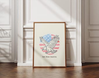 God Bless America High Quality Digital Poster |  Eagle Poster Fourth of July Wall Art Minimalist Design |  Eagle Poster Fourth of July Photo