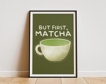 Matcha Digital Print Minimalist Design Wall Art For Kitchen | High Quality Matcha Latte Poster Print Art