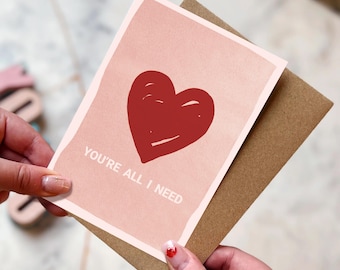 Valentine's Day Greeting Card Digital Print - Minimalist Love Design Card