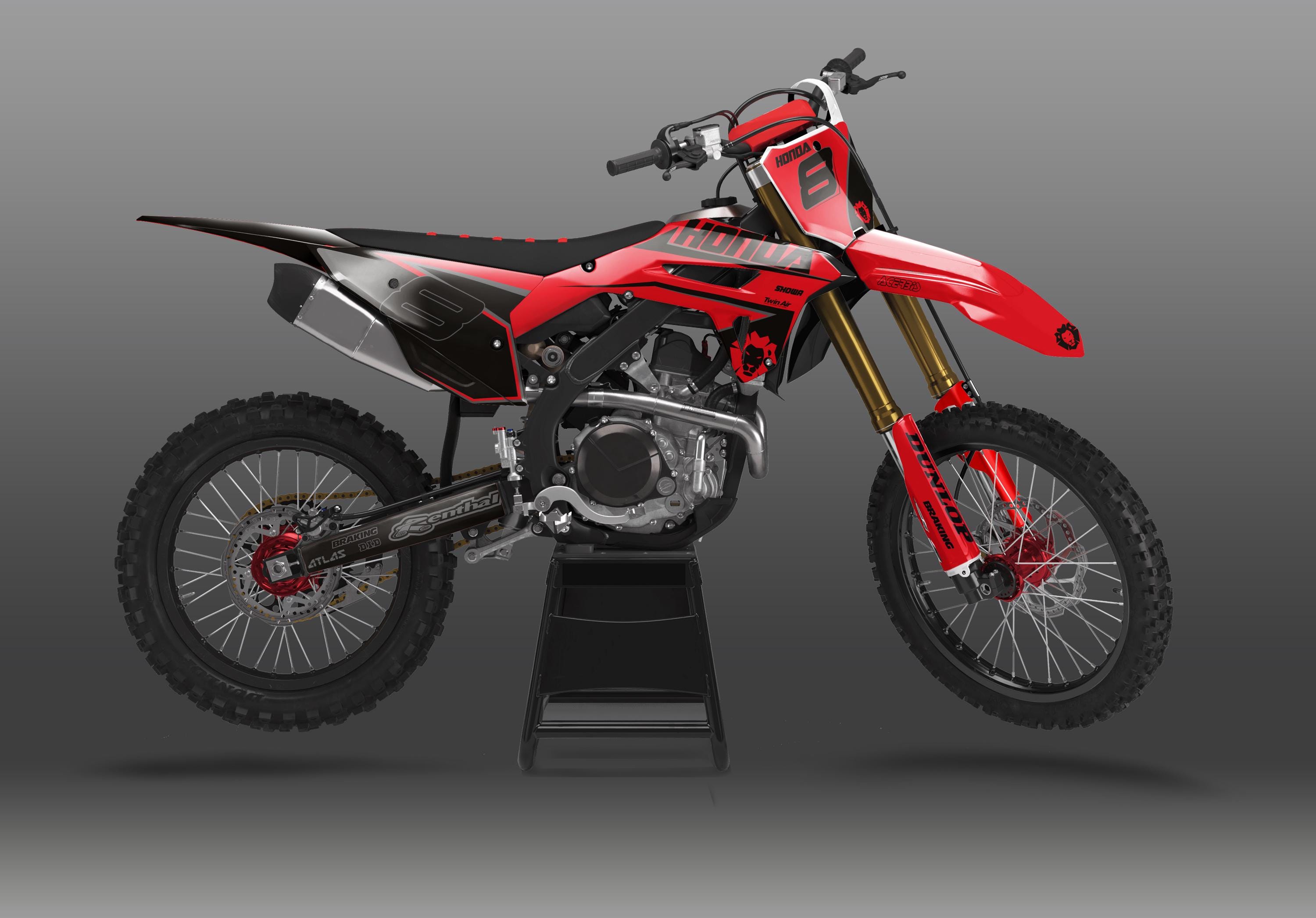 Red Shroud Graphics Set For CRF450R 2013-2016 – 21+ Style Glossy Decals – USA Made