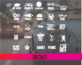 Sticker bouton rigolo pour voiture de tourisme – Sticker intérieur de voiture blague, accessoire universel pour tableau de bord