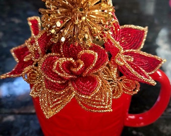 Love Mug filled with French Beaded Flowers