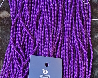 Five Hanks Matte Purple Seed Beads Size 11