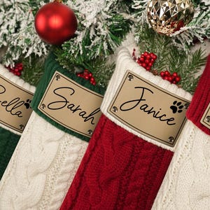 2026 Engraved Leather Patch Stockings,Christmas Stockings with Name,Holiday Stockings,Knit Stockings,Family Stocking Set,Holiday Decor Gift