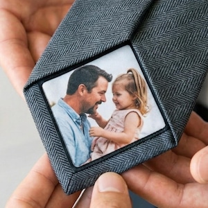 Anpassad fotolapp för slipsar, slipslapp, morfar, bröllop, brudens far, fars dag, mikrobröllop, årsdag, pappa