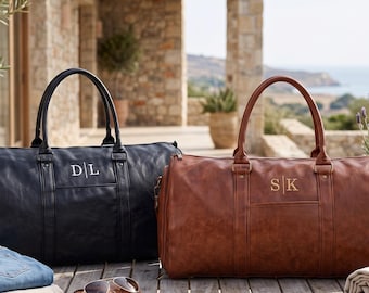 Groomsmen Garment Duffel Bag, Personalized Leather Duffle, Convertible Suit Bag with Shoe Compartment, Men's Travel and Father's Day Gift