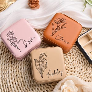 Custom Travel Jewelry Box, Personalized Bridesmaid Gift for Wedding, Bridesmaid Proposal Gift, Birthday Day Gift, Earring Organizer Box