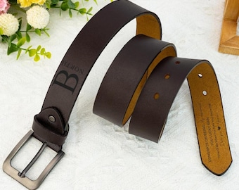Personalised Belt for Men, Engraved Leather Belt, Custom Belt Gift for Dad Grandpa, Anniversary Gift for Husband Boyfriend, Birthday Gift
