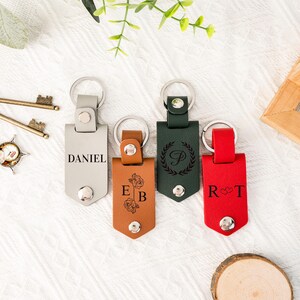 Personalized Mens Keychain with Photo, Valentines Gift for Him,Custom Text Leather Keyring,Leather Photo Key Fob,Leather Keychain With Photo