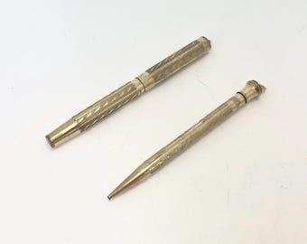 Vintage Gold Filled Pencil & Fountain Pen With 14k Gold Nib V191