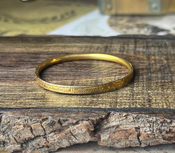 Vintage Gold Filled Baby Bracelet Bangle By Kiddie Kraft "Gloria" V855