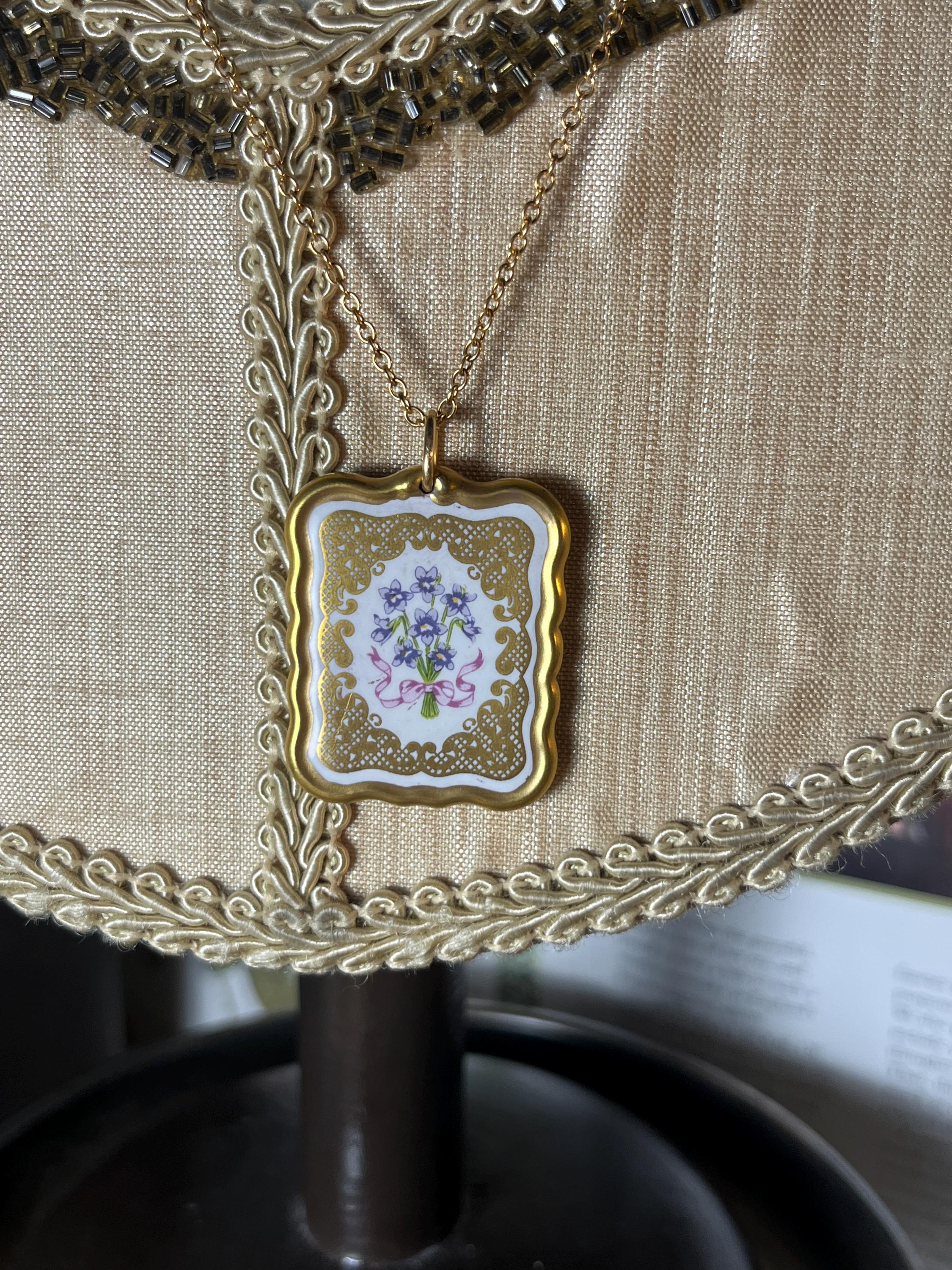 Vintage Franklin Mint Mini Valentine Porcelain Flower Pendent
