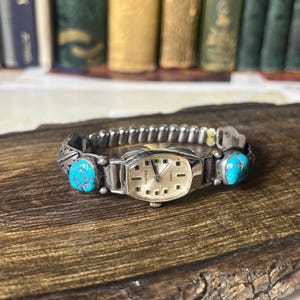 Sterling Silver Watch Band With Turquoise V688