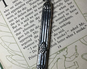 Antique Sterling Silver Sewing Needle Case Chatelaine Pendent V1177