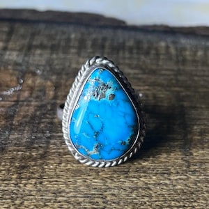 Turquoise Ring Sterling Silver Size 8 V662