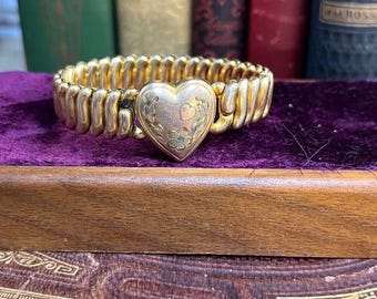 Antique Carmen Sweetheart Expansion Bracelet, Gold-filled Floral