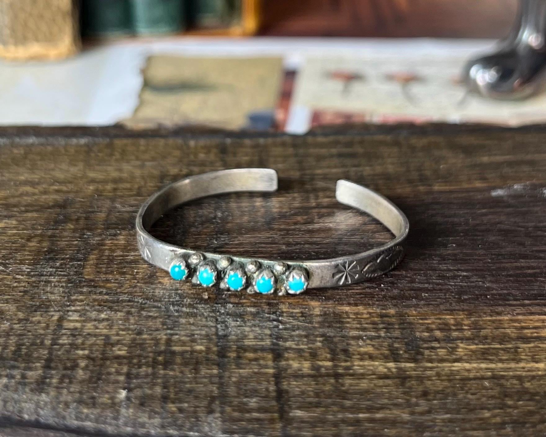 Vintage Navajo★ turquoise silver bangle Sterling Silver and Turquoise Navajo Baby Cuff Bracelet V471 - Etsy