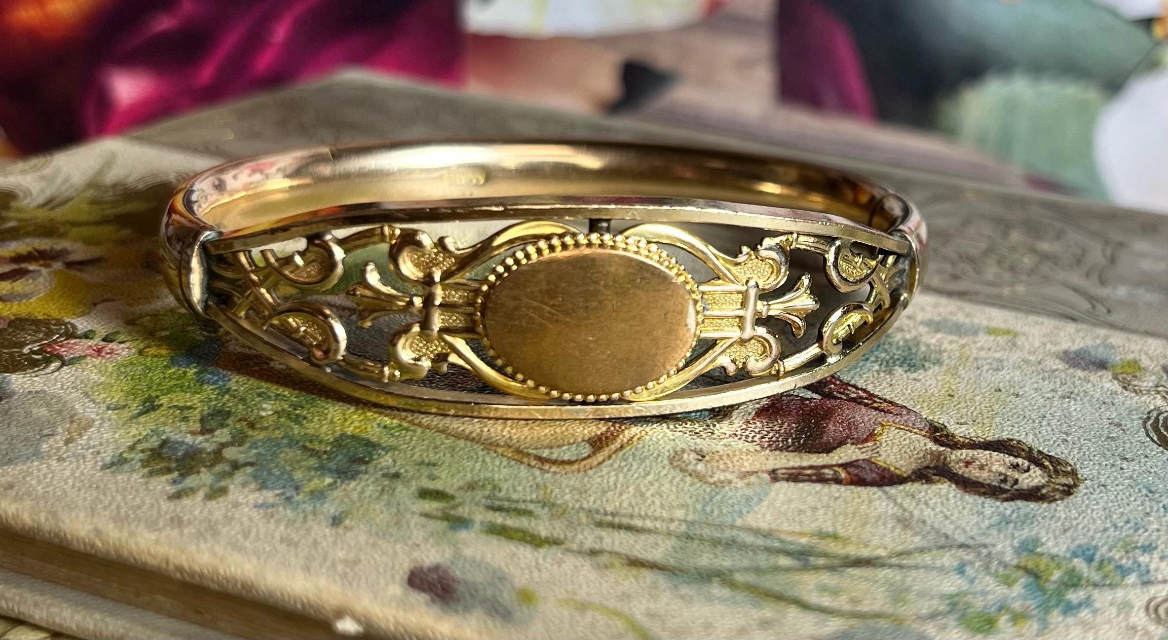 Antique Victorian Jointed Bangle Bracelet Gold Filled MH & CO V42
