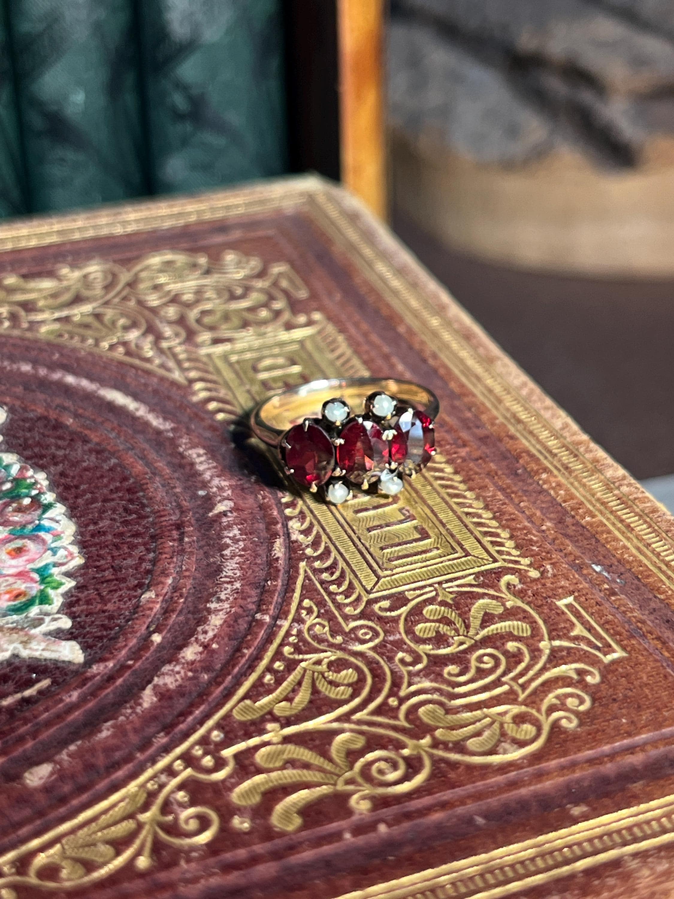 Antique Seed Pearl Ruby Ring - Etsy