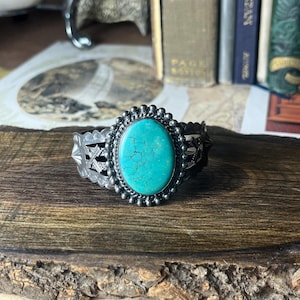 Sterling Silver Turquoise Cuff Bracelet Fred Harvey Era V954